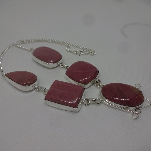 Graceful "MOOKAITE JASPER" Handmade Sterling Necklace 22" #140 - Picture 1 of 3